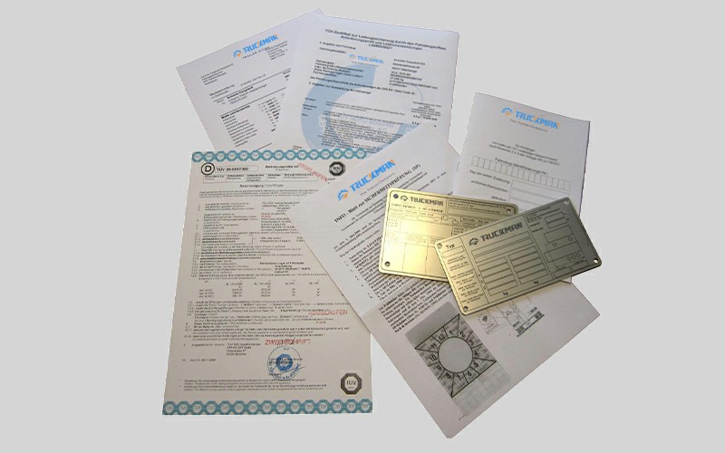 Semi trailer technical documents and compliance records
