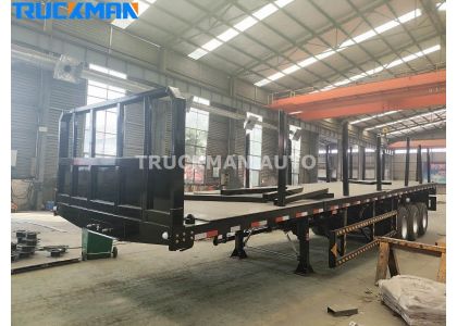 3 Axles 60 Tons Flatbed Semi Trailer For Timber Transportation To Surinam