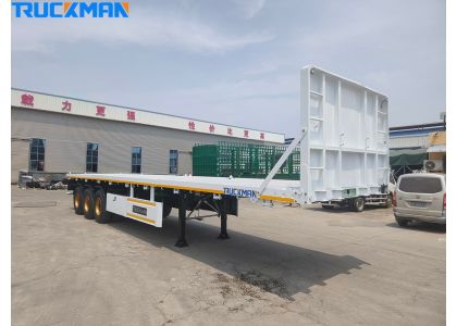 3 Axle 60 Tons Flatbed Semi Trailer With Front Board For Cameroon