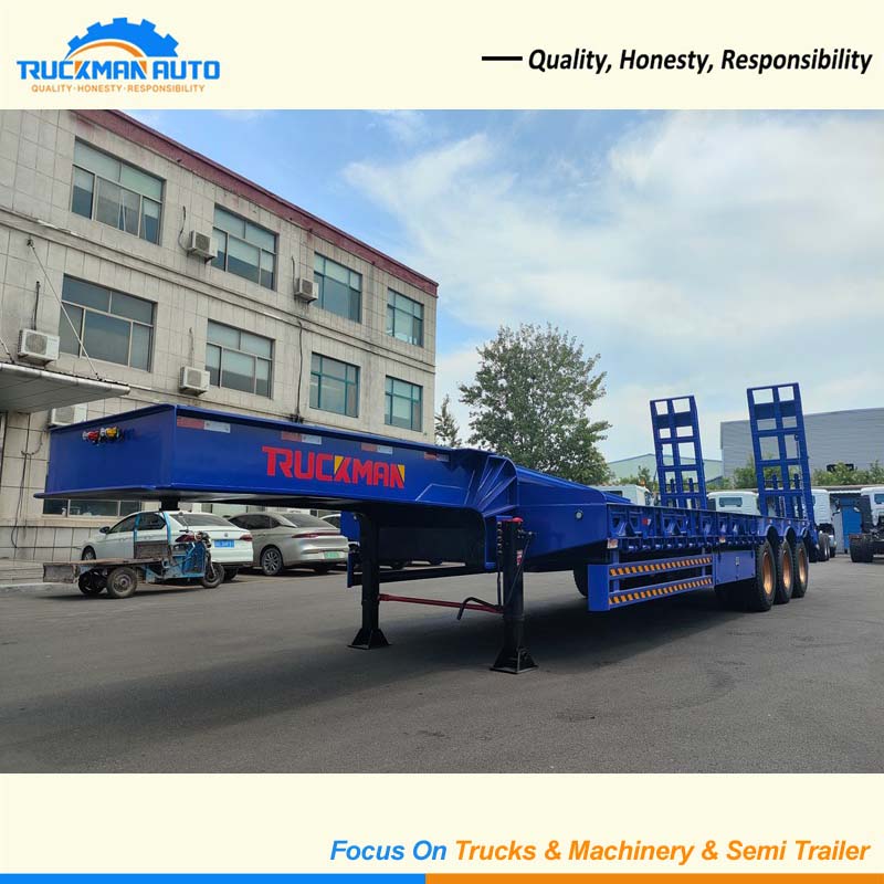 Heavy Duty 3 Axles 70 Tons Low Boy Trailer For Construction Machinery