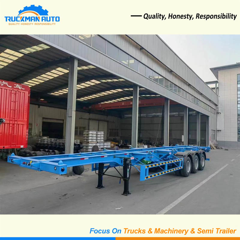 Durable 3 Axle 50 Tons Skeleton Container Trailer For Container Transportation