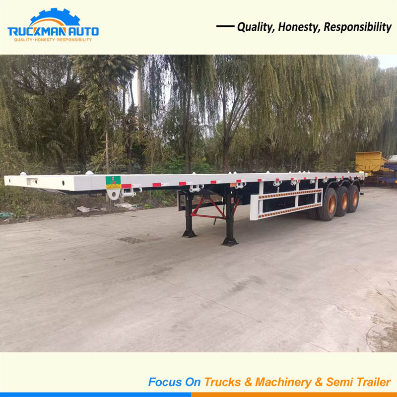 Durable 3 Axle 50 Tons Container Flatbed Trailer With Container Lock
