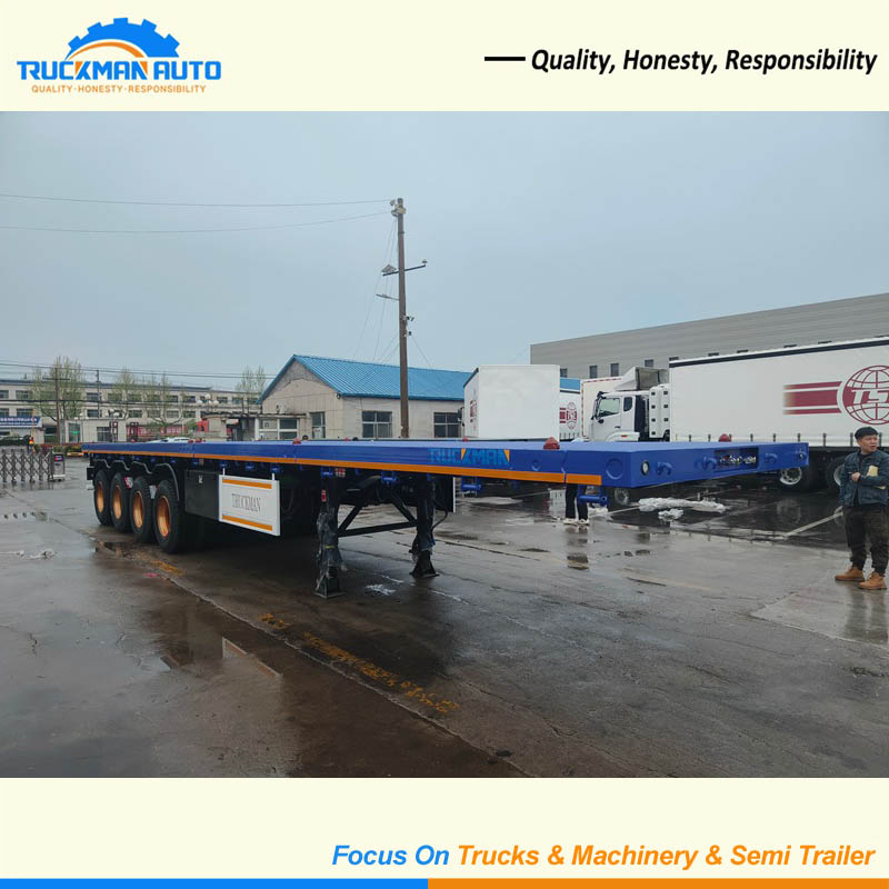 High Capacity 4 Axle 80 Tons Flatbed Semi Trailer With Air Suspension For Ghana 